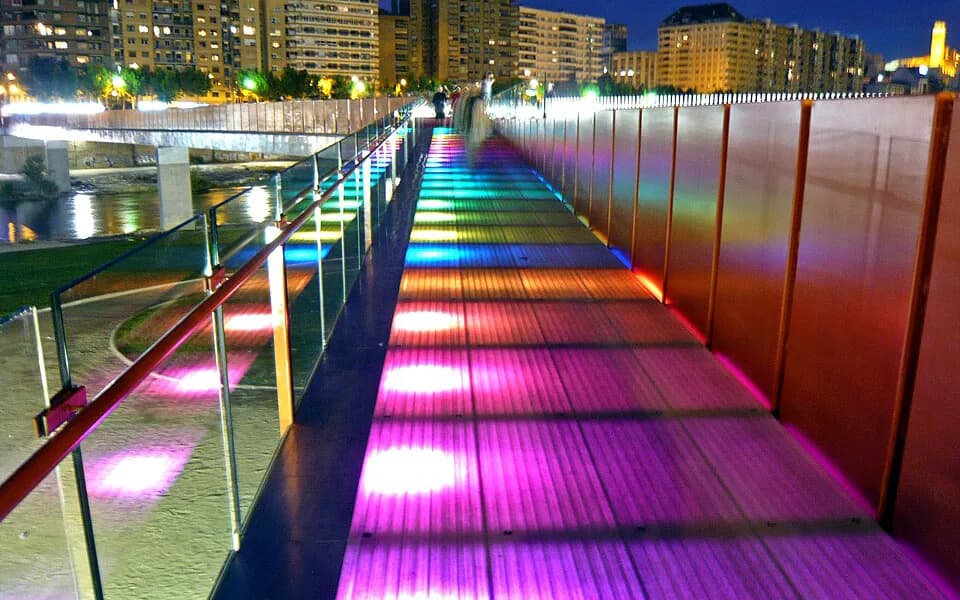 Translucent GFRP fiberglass sheet panels in a pedestrian deck