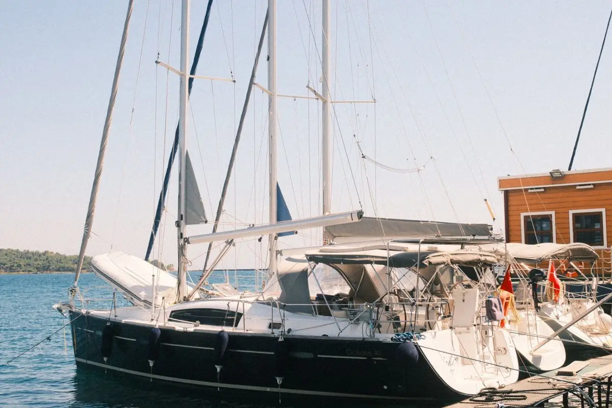 Composite sailing yachts in a marina representing marine, shipbuilding and offshore FRP applications