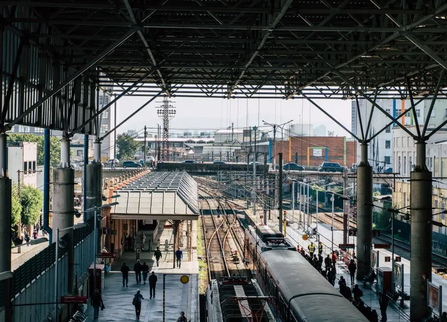 Busy rail station representing lightweight composite rail and mass-transit applications
